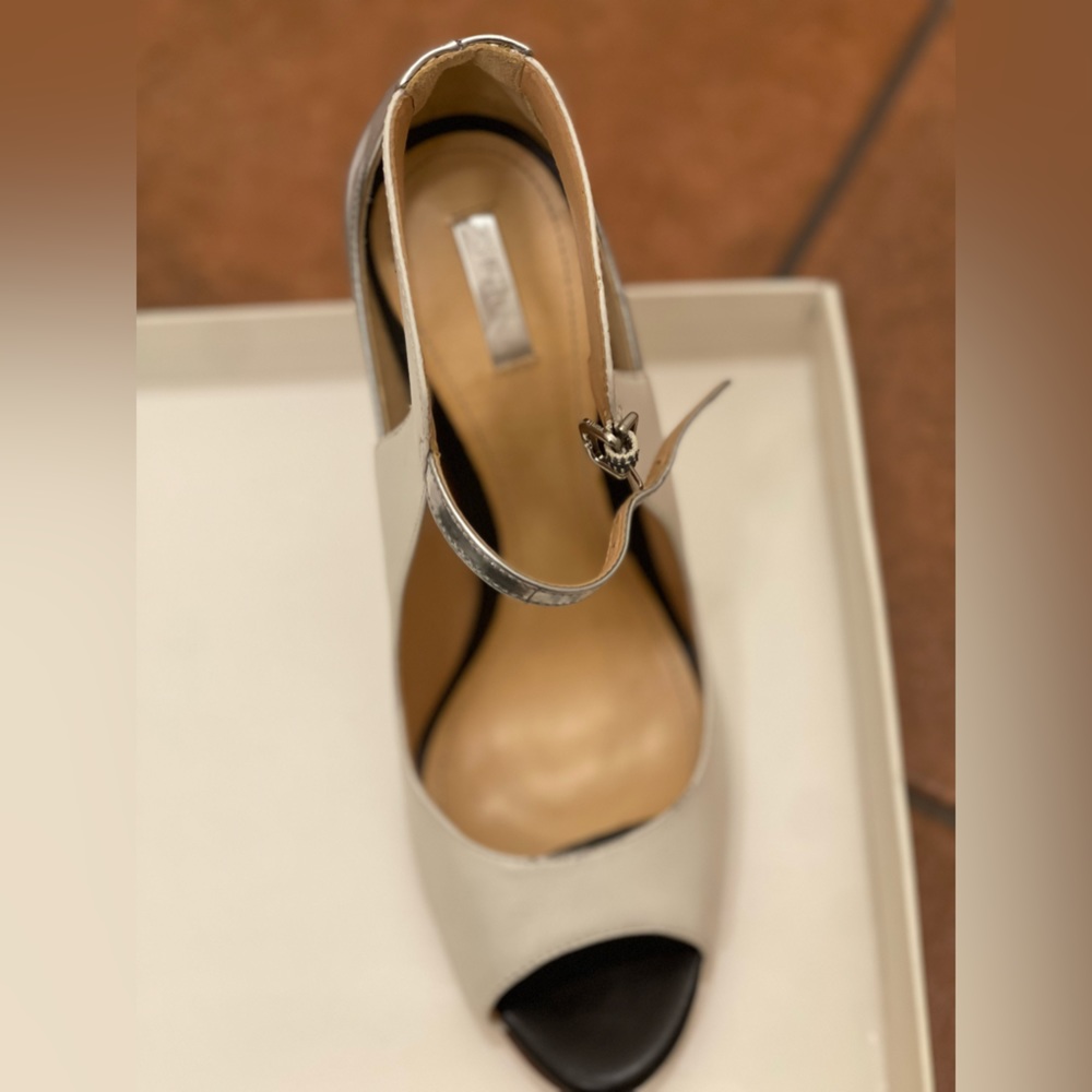 Schutz Metallic Leather Color block high heels leather sandals - Picture 11 of 14